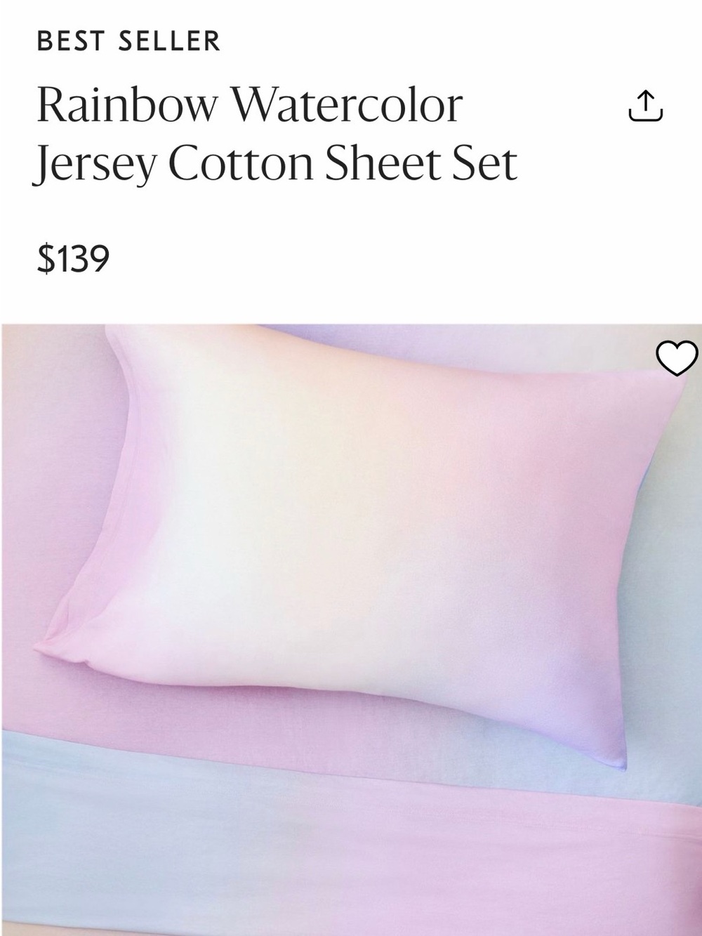 West Elm Rainbow Watercolor Jersey Cotton Sheet Set - Pastel Gradient Pink